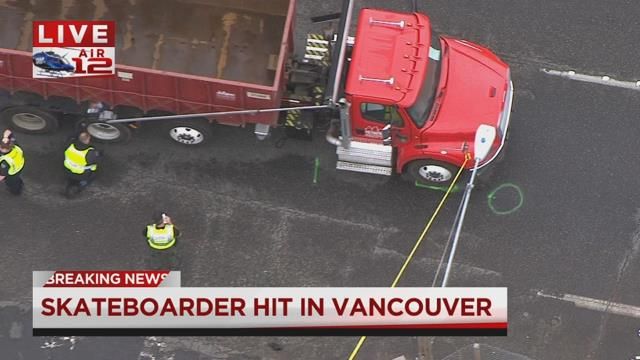 Police: Skateboarder hit by dump truck in Vancouver