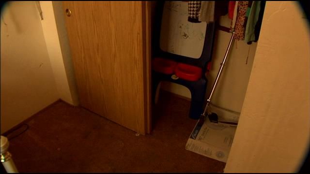 Police believe the man hid in this closet for hours.