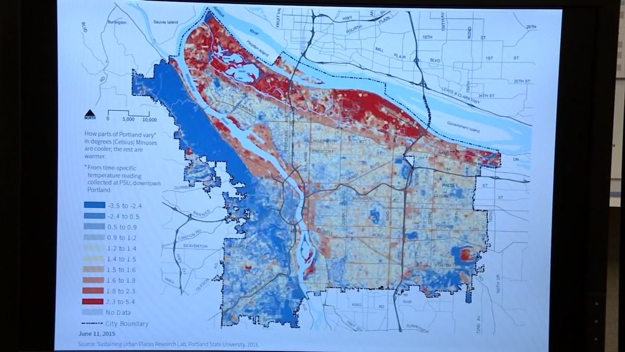 PSU map shows hottest spots in Portland during heat wave KPTV FOX 12